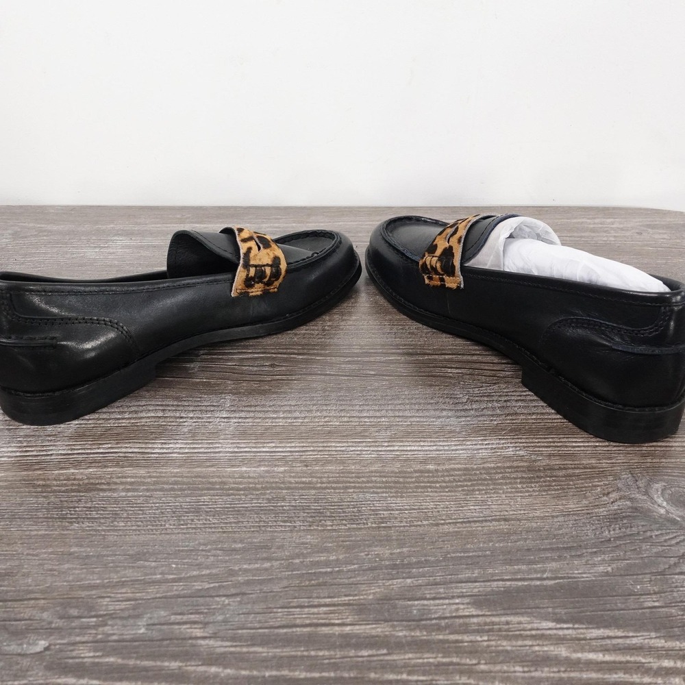 New! Frye Shoes‎ Womens Size 6 Black Frances Loafer Leopard Haircalf Flats - Picture 6 of 9
